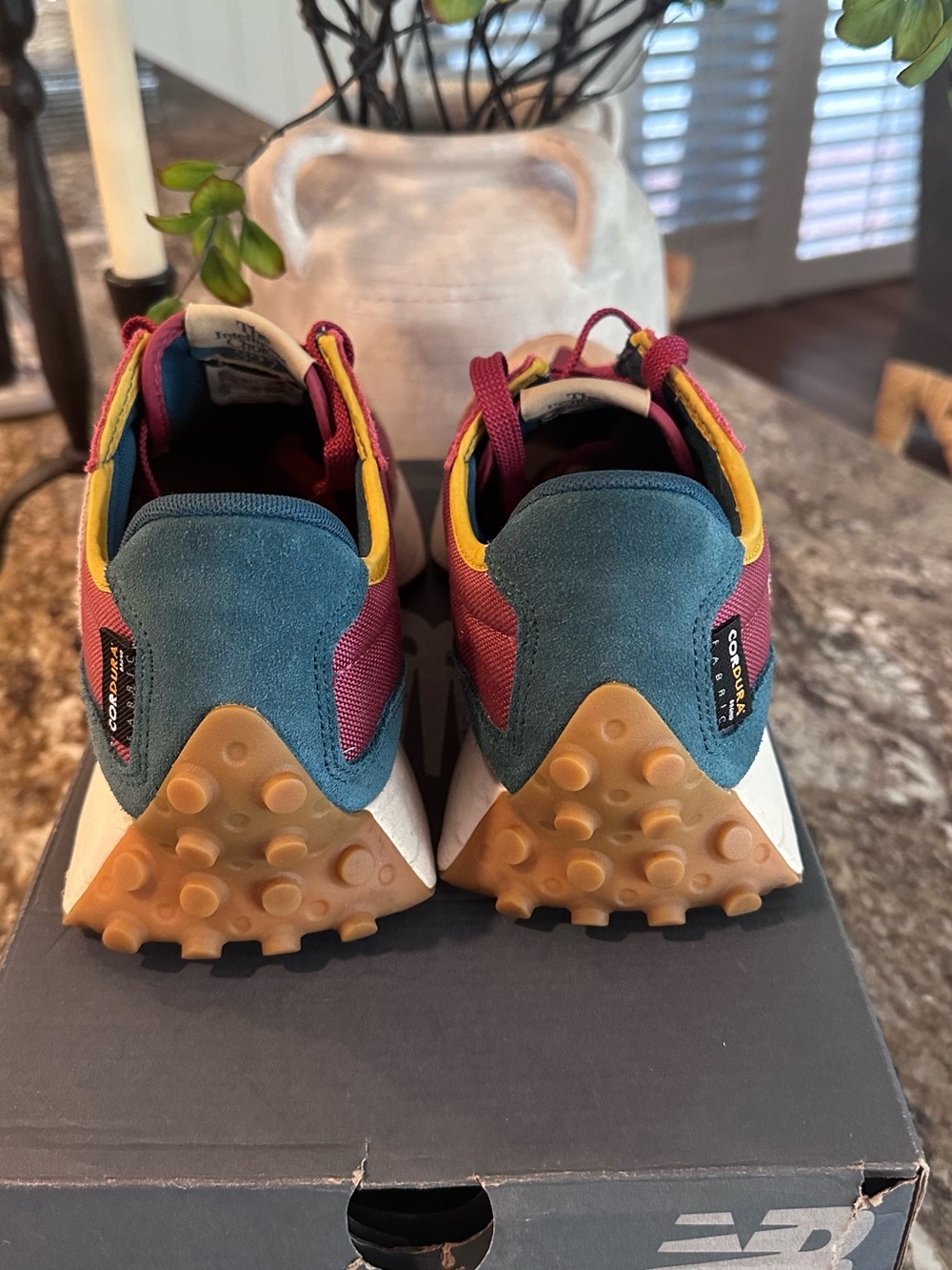 New Balance burgundy, teal & yellow retro runner - Picture 5 of 10